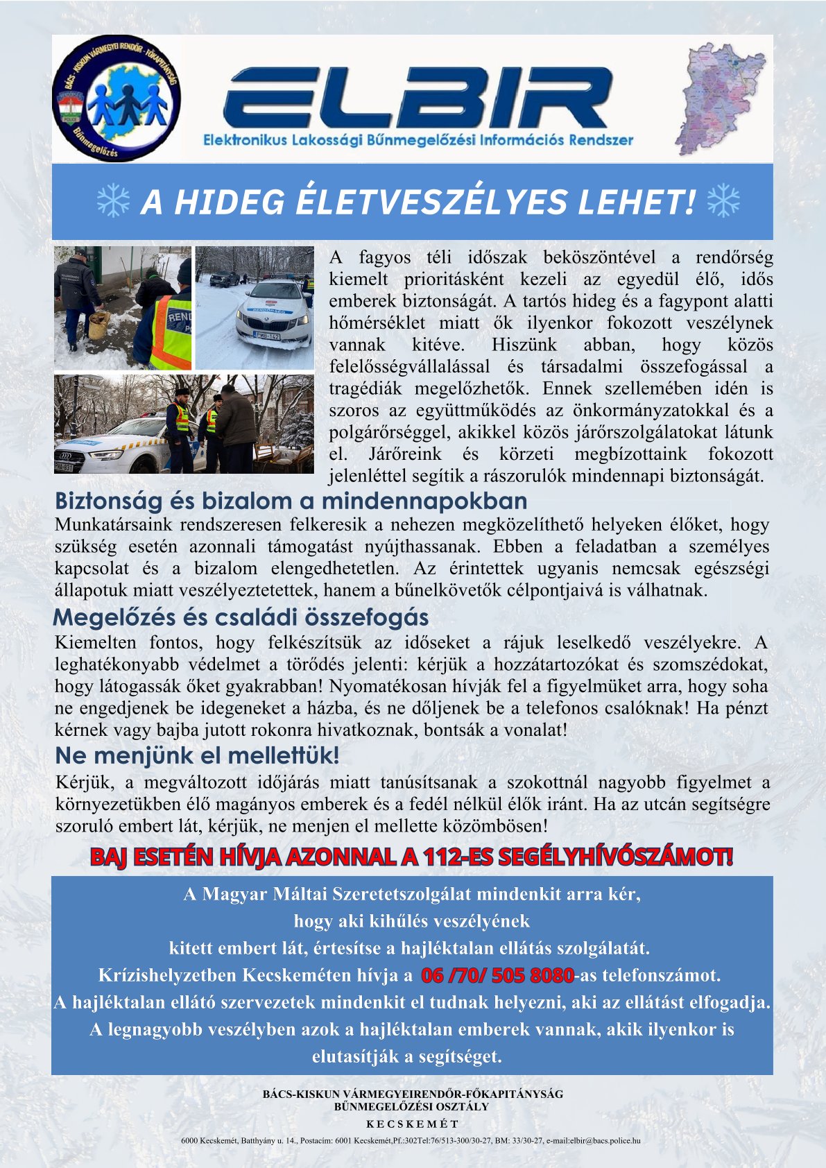 ELBIR Kihűlés veszély 2026.I.08