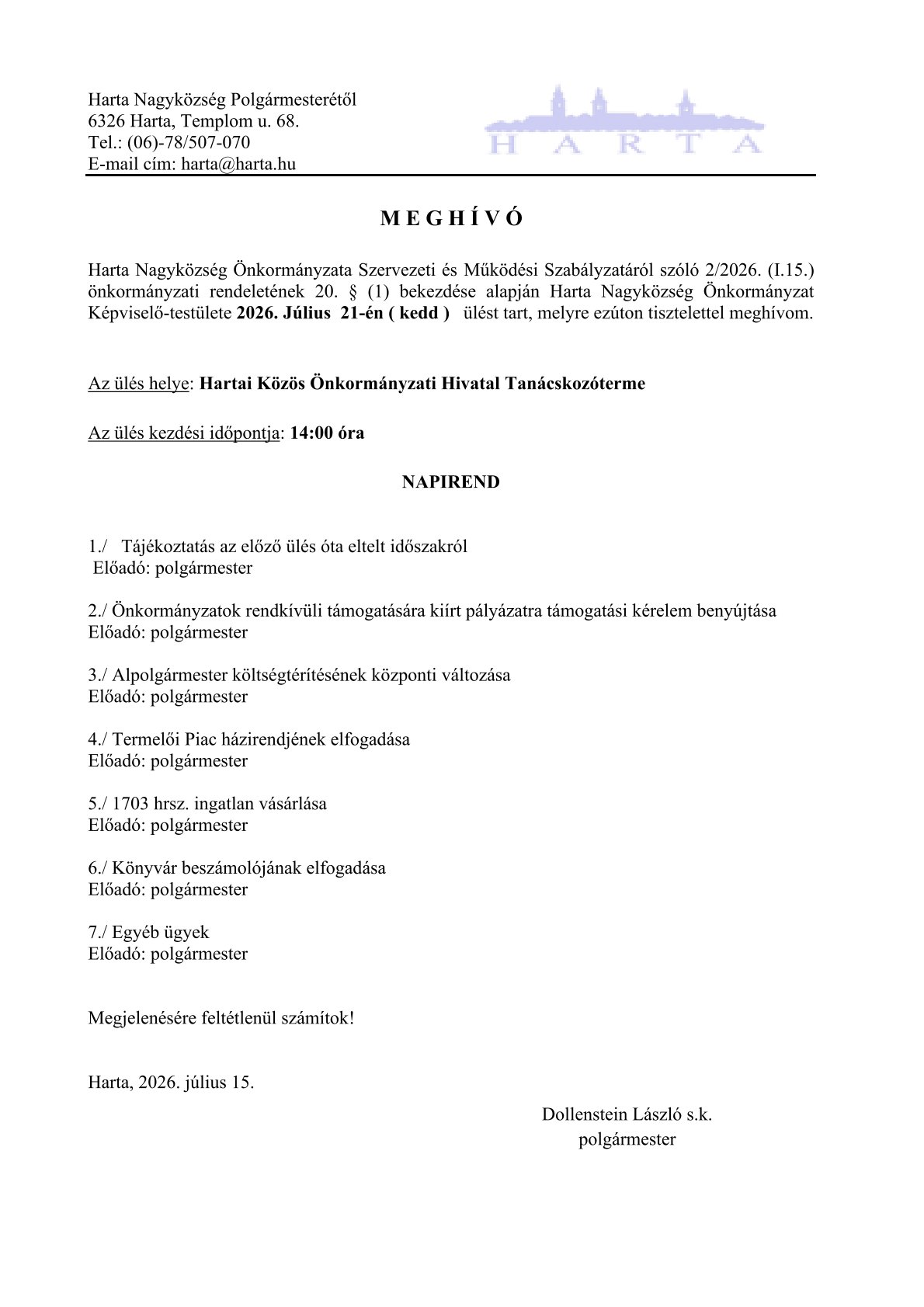 Meghivo KT 20260721