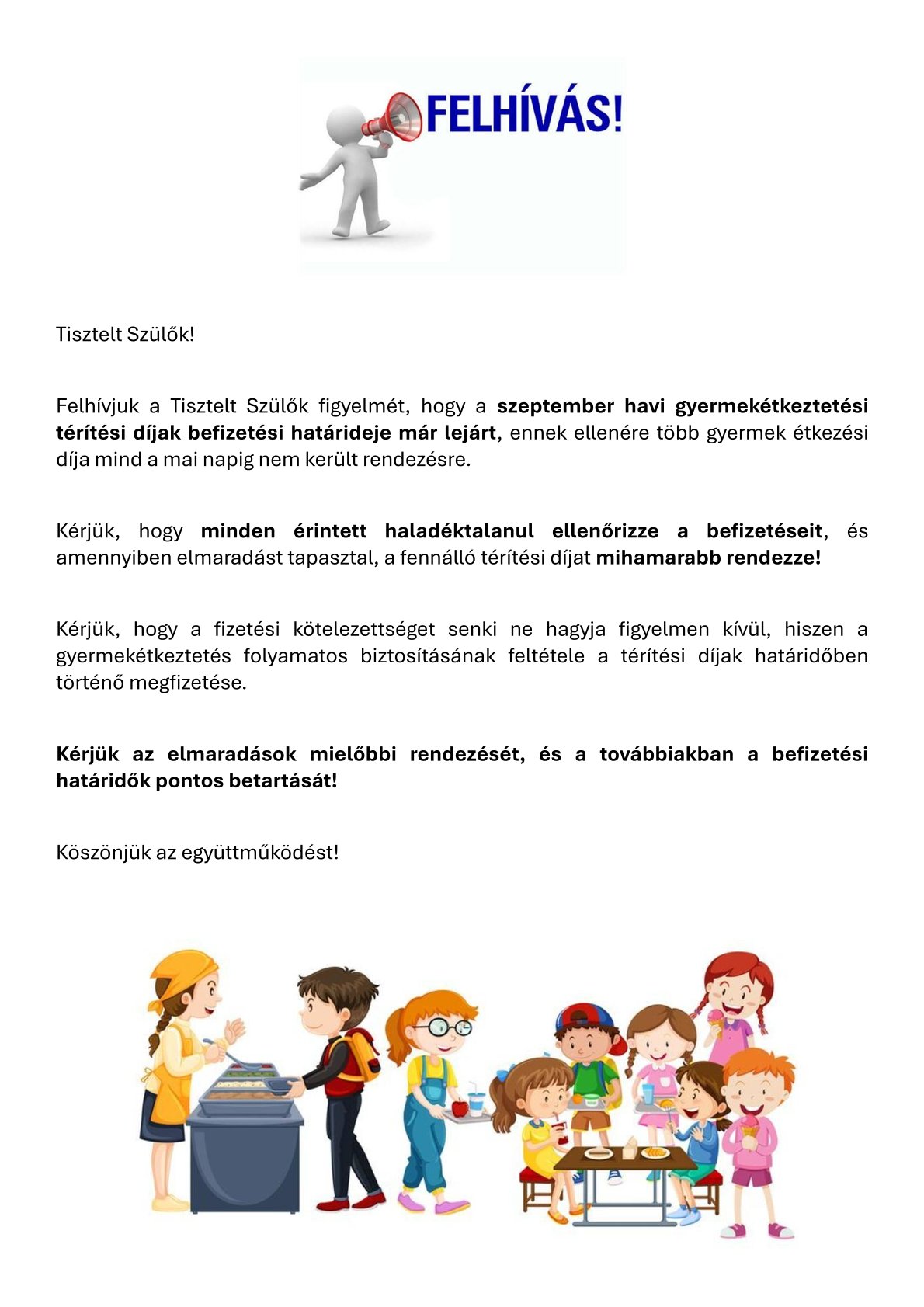 étkezés felhívás